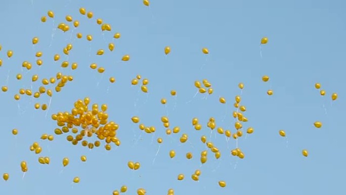 黄色气球飞