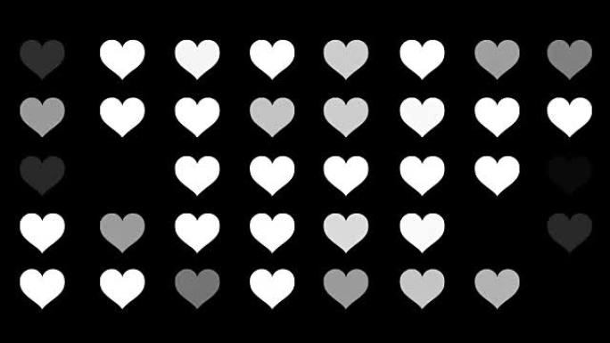 黑屏中一组Hearts图标的闪烁背景