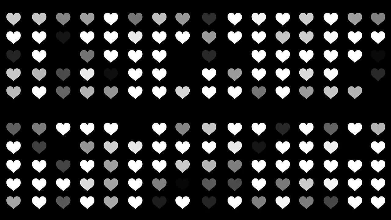 黑屏中一组Hearts图标的闪烁背景