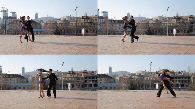职业舞者在萨拉热窝街头跳舞