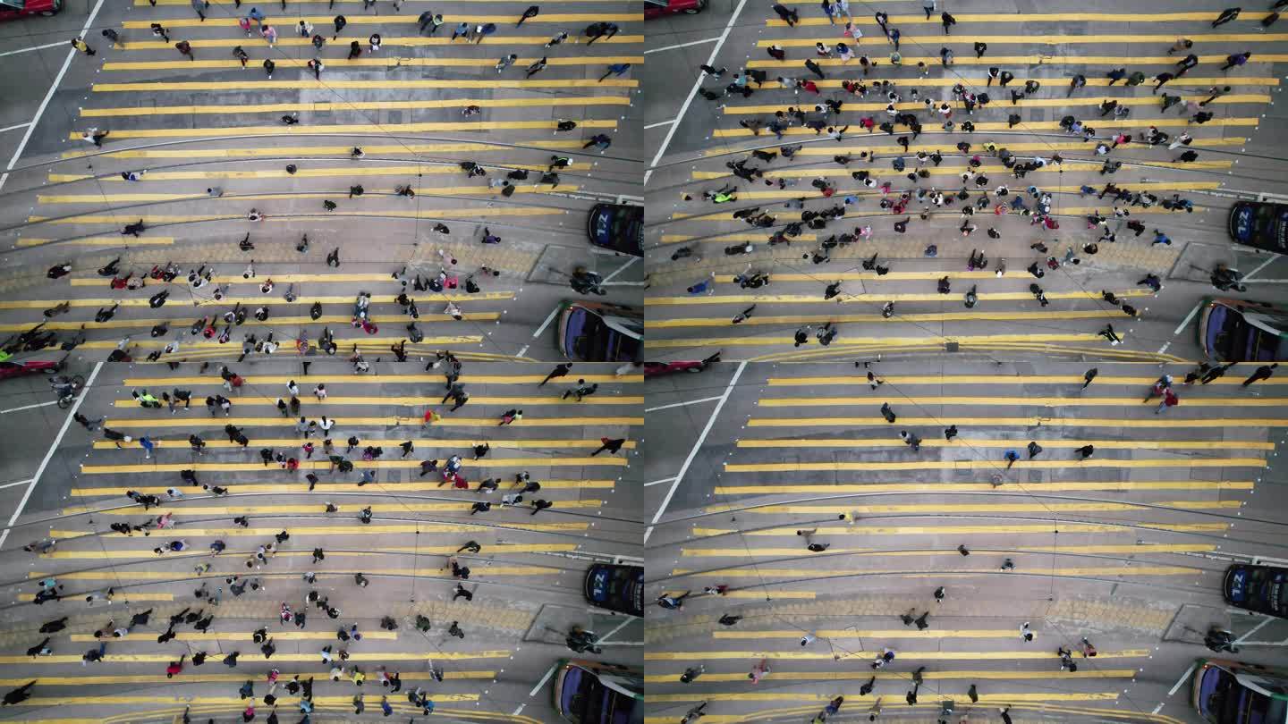 香港铜锣湾斑马线人流 车流