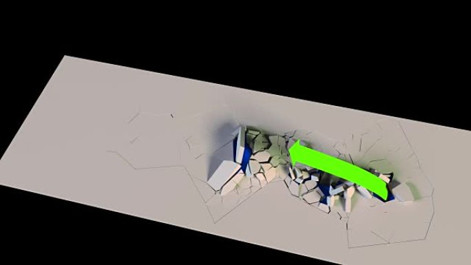 用箭头3D渲染业务增长图表摧毁了上升的障碍