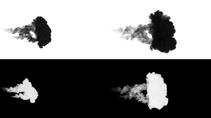 一股墨水流，注入黑色染料云或烟雾，墨水以慢动作注入白色。黑色溶于水。漆黑的背景或烟雾背景，用于墨水效