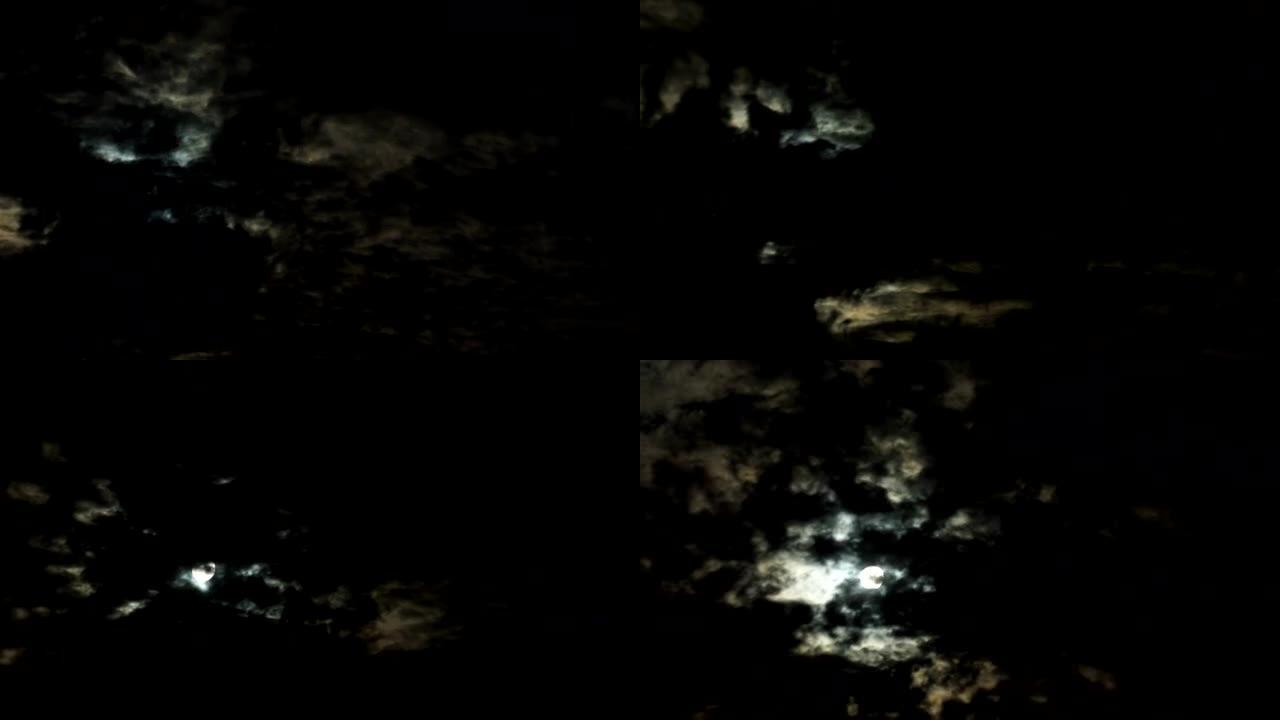 夜空云月亮