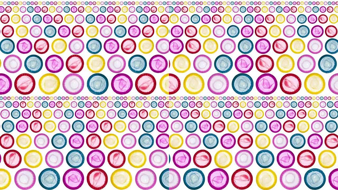 彩色避孕套。循环运动背景V3