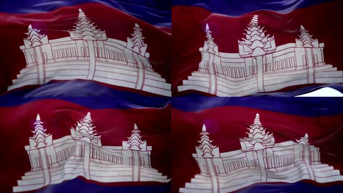逼真的柬埔寨旗3d动画循环