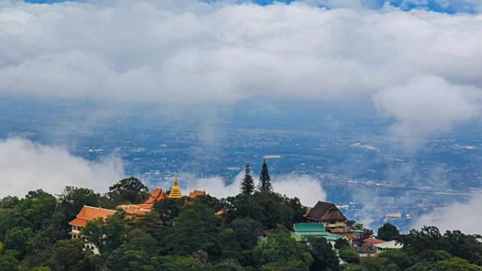 泰国清迈市山顶著名地标地的水佛寺