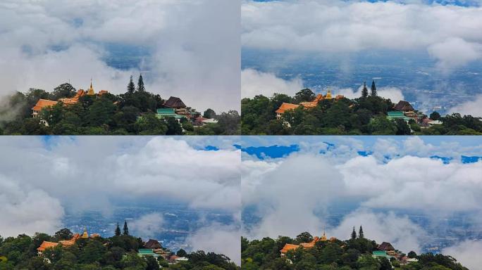 泰国清迈市山顶著名地标地的水佛寺