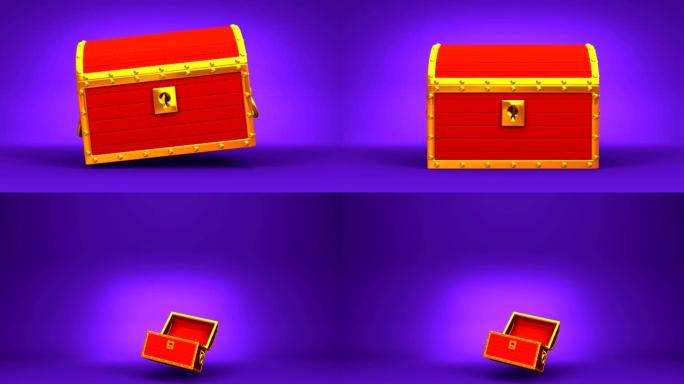 紫色背景上的红色宝箱