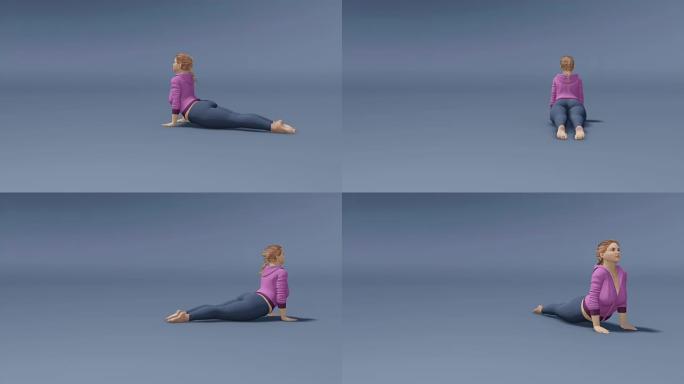 眼镜蛇身材胖乎乎的女人姿势瑜伽循环动画