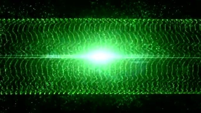 抽象运动绿色背景，闪烁的灯光，火花般的粒子，可以无缝循环