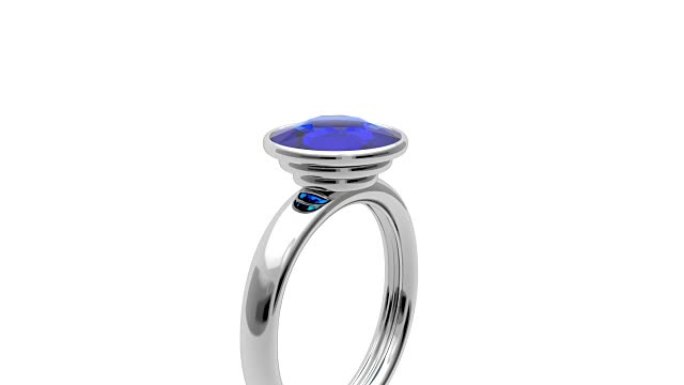 蓝色钻石铂金戒指