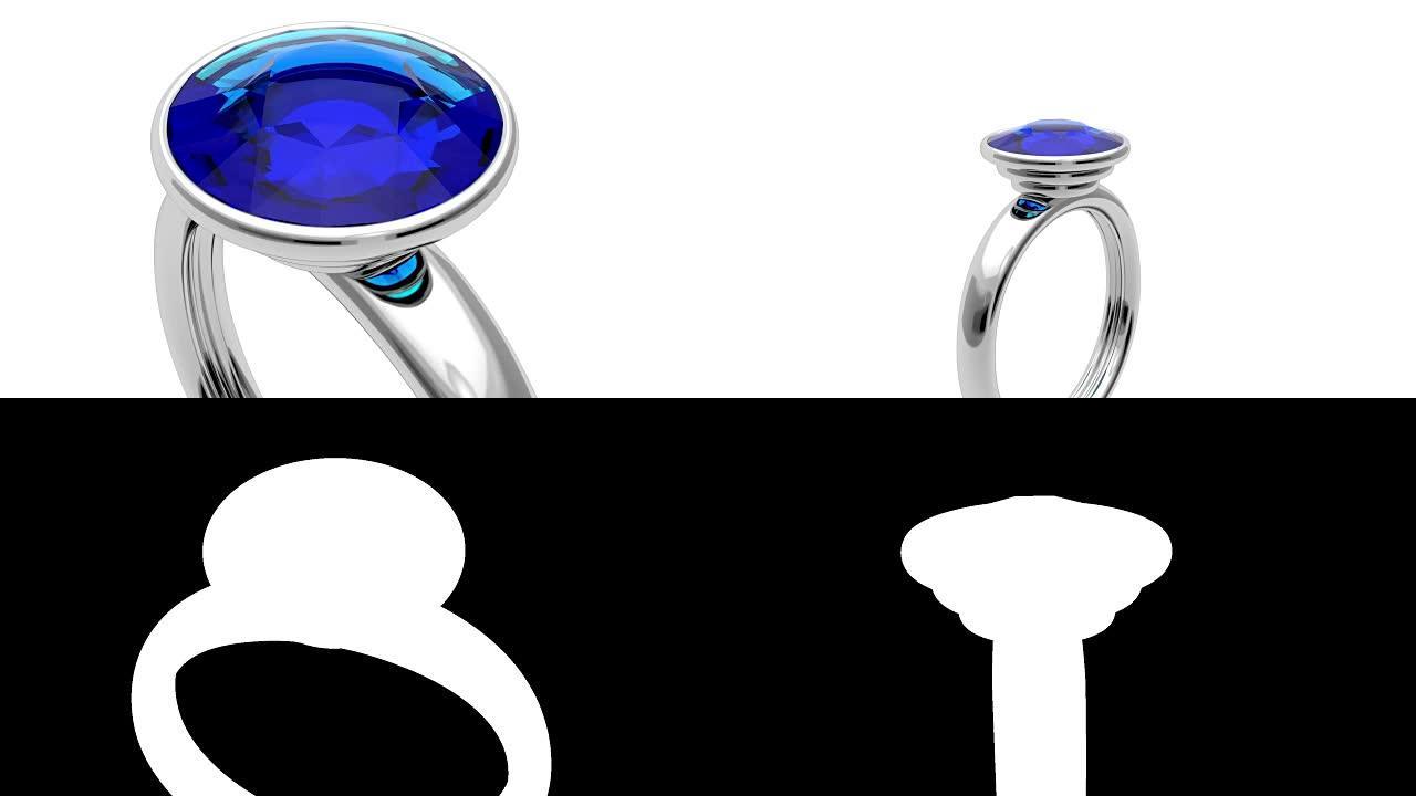 蓝色钻石铂金戒指