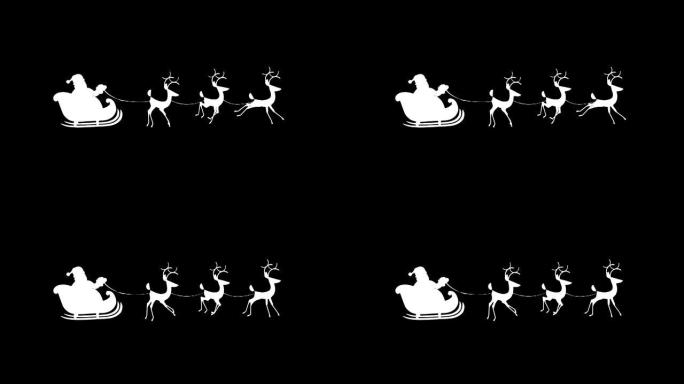 圣诞老人剪影骑着驯鹿雪橇