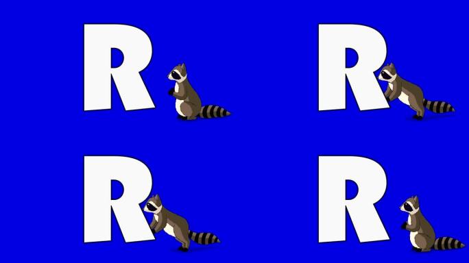 字母R和浣熊 (背景)