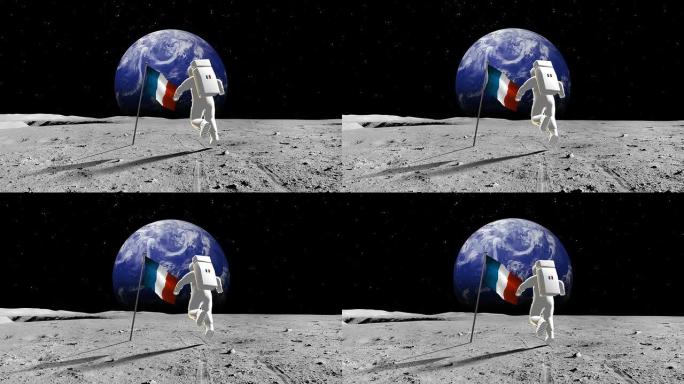 法国宇航员在一个星球上行走