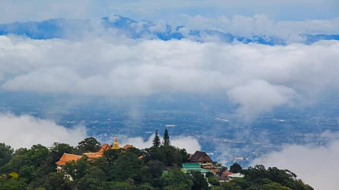 泰国清迈市山顶著名地标地的水佛寺
