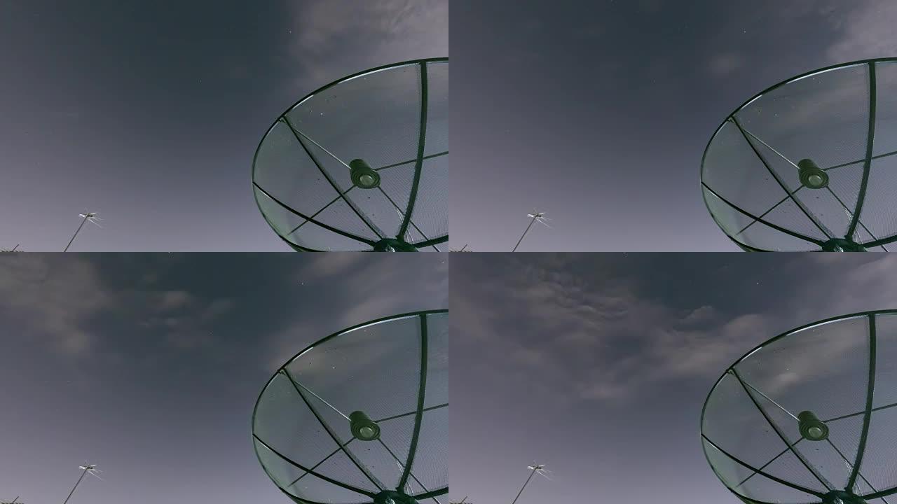 抛物线卫星接收器的夜空延时
