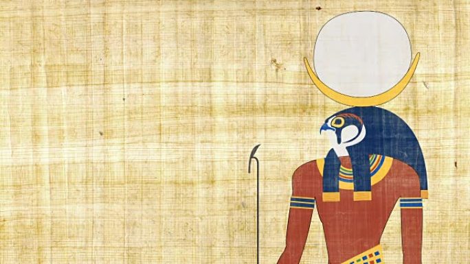 莎草纸背景上的埃及月神Khonsu