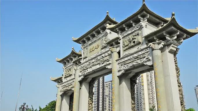 中国石雕拱门放大