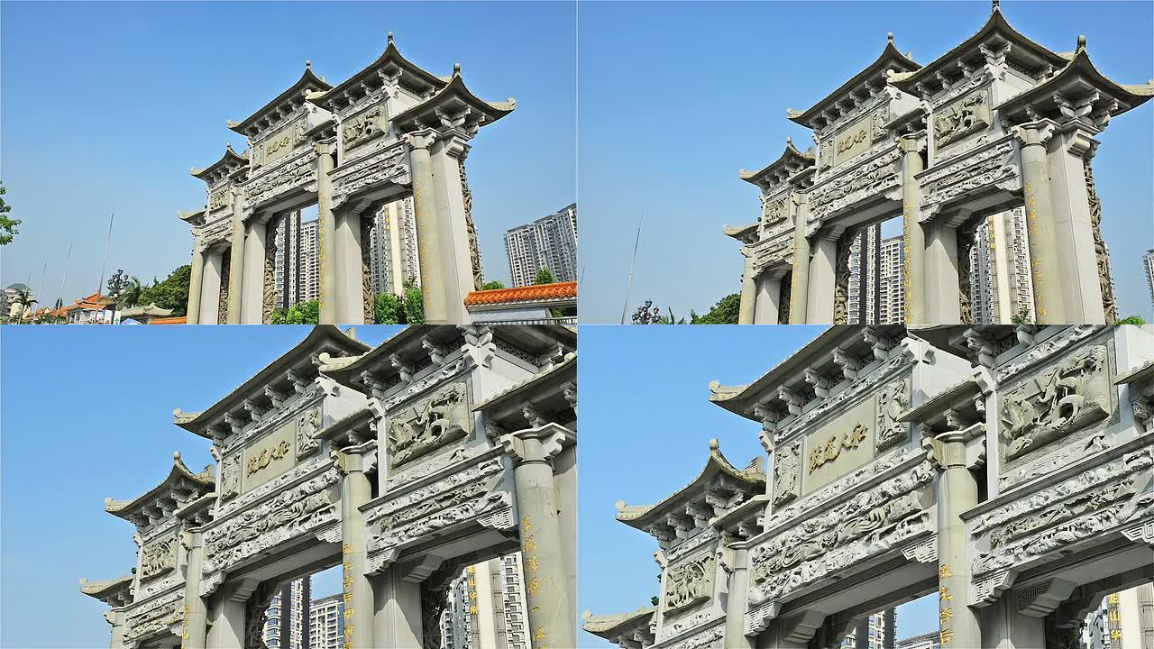 中国石雕拱门放大