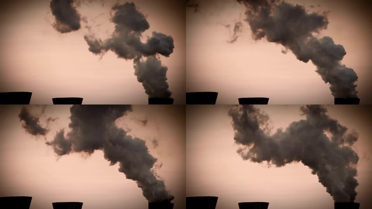 工厂将烟雾 “吸” 回管道的镜头