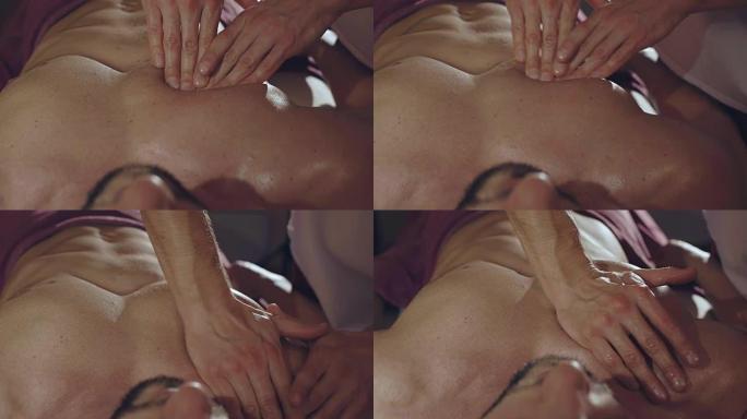 按摩师的手，使男性按摩乳房全高清