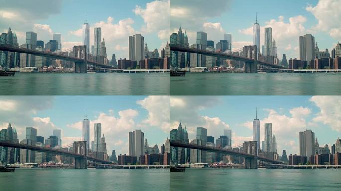 布鲁克林湾4k纽约延时华丽曼哈顿全景
