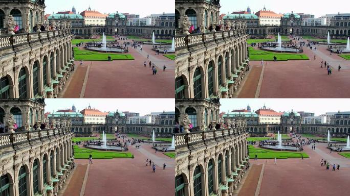 德累斯顿的德国洛可可建筑皇宫，游客日。欧洲、文化和风景的美丽照片。旅游观光，旅游景观德国地标。世界旅