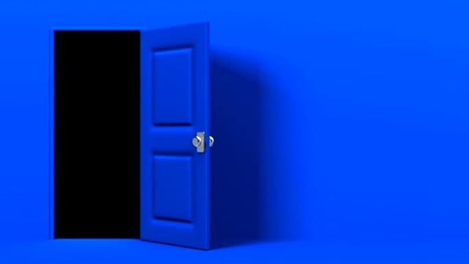 蓝色的门，带文字空间和暗室