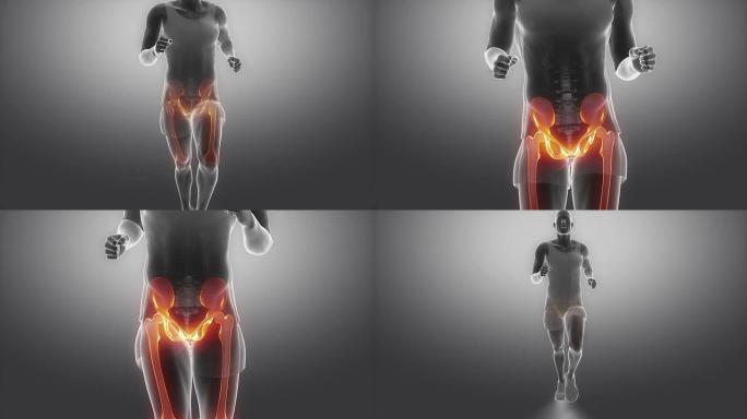 跑步男子髋关节循环扫描