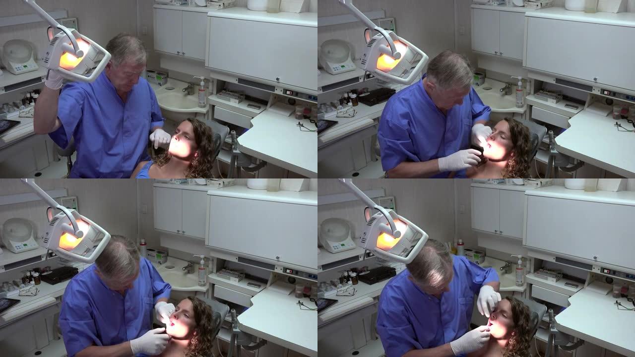 牙医设置投影仪