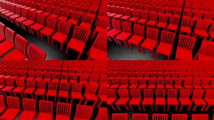 移动一排排红色的椅子