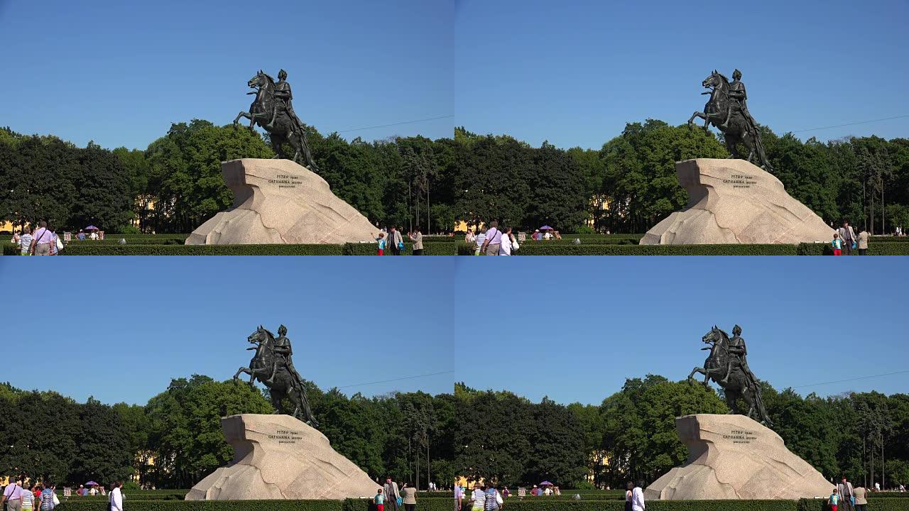 圣彼得堡参议院广场上的彼得一世纪念碑。青铜骑士。4K。