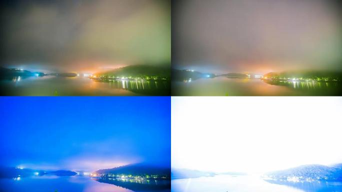 时光流逝-台湾日月潭的夜景
