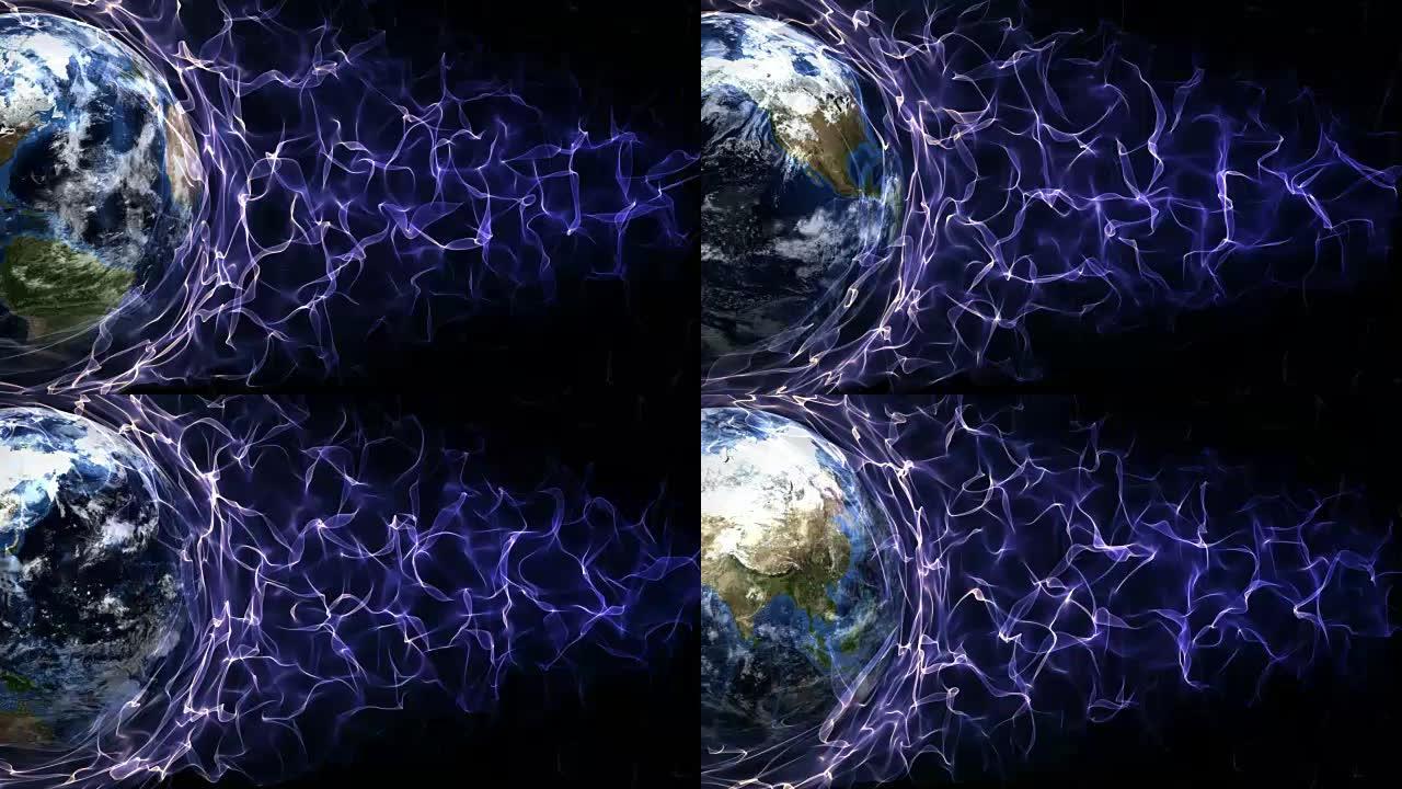 地球和纤维环背景，环，4k