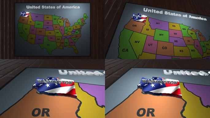华盛顿从美国各州缩略语地图中抽出