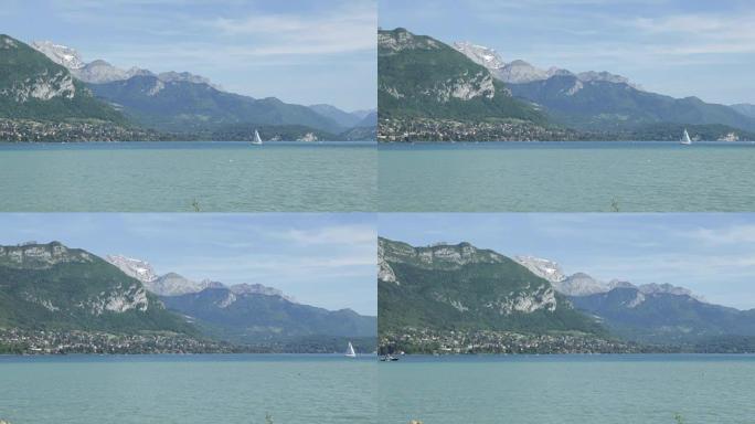 法国阿尔卑斯山安纳西湖上的帆船