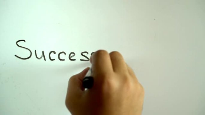 在白板上手写标题 “成功是你的”