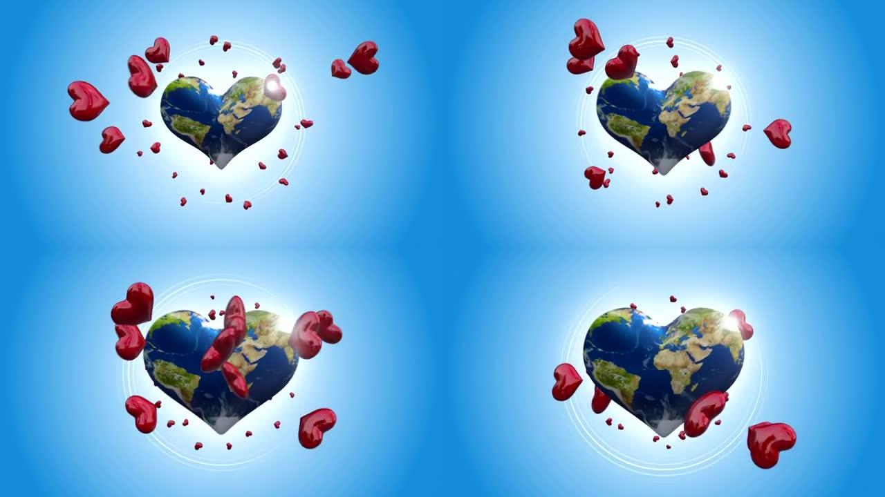 爱情符号 -- 旋转心形地球仪