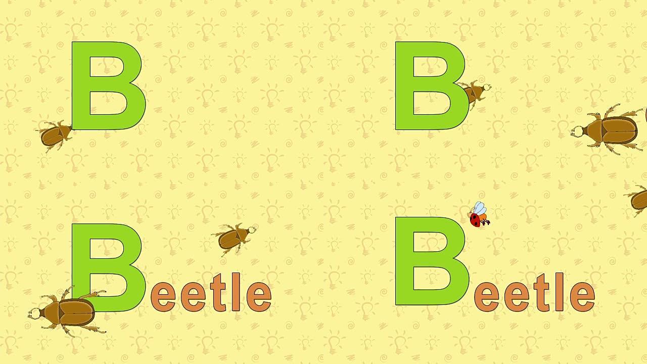 甲虫。英语动物园字母表-字母B