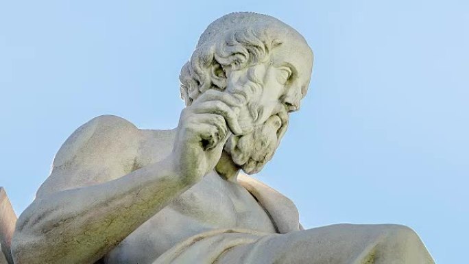 古希腊哲学家柏拉图运动时滞的特写
