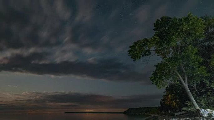 加拿大布鲁斯半岛，延时-夜晚的天空