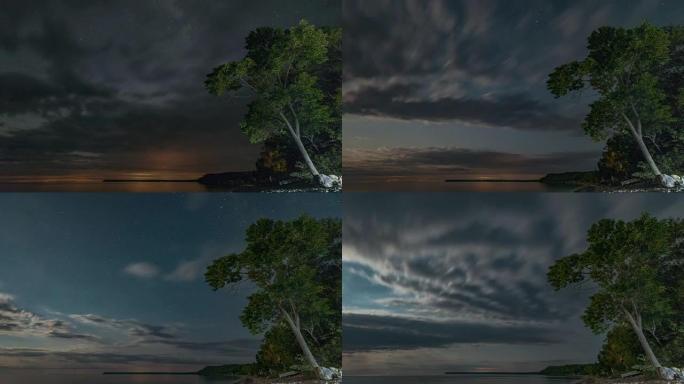 加拿大布鲁斯半岛，延时-夜晚的天空