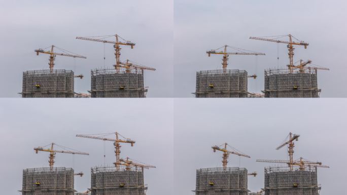 建筑工地塔吊延时摄影4K