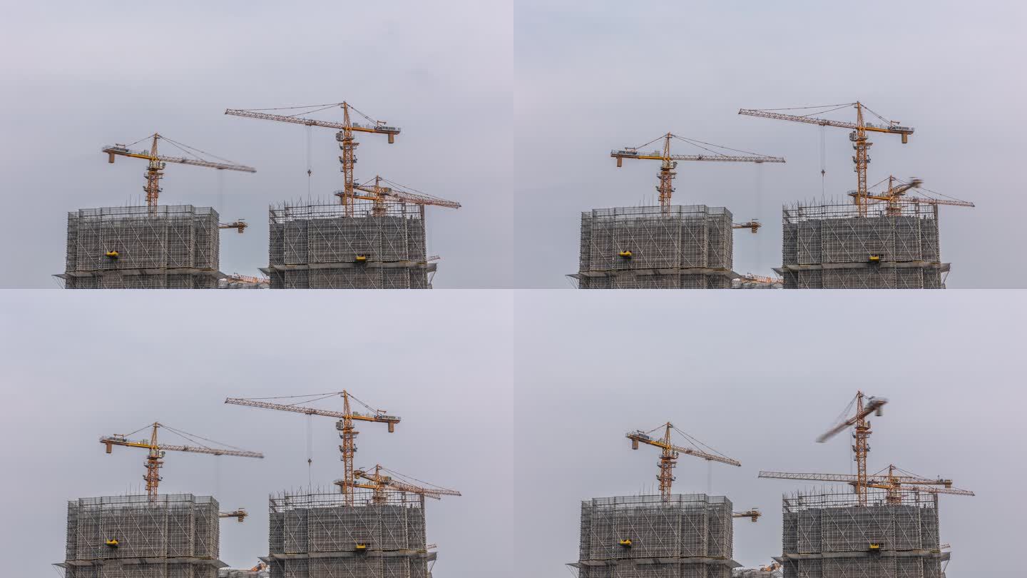 建筑工地塔吊延时摄影4K