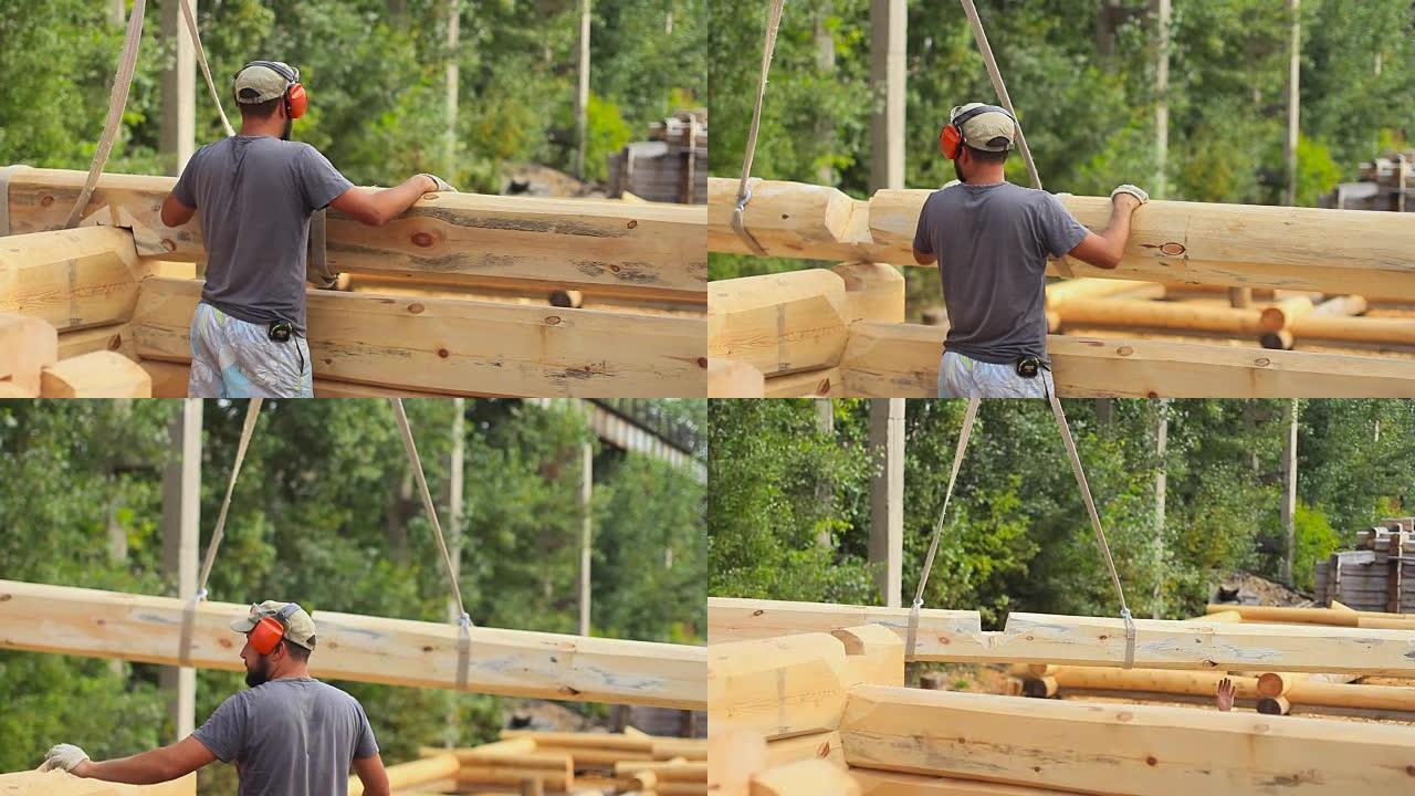 强壮的伐木工人砍柴
