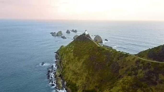 新西兰奥塔哥掘金角灯塔鸟瞰图