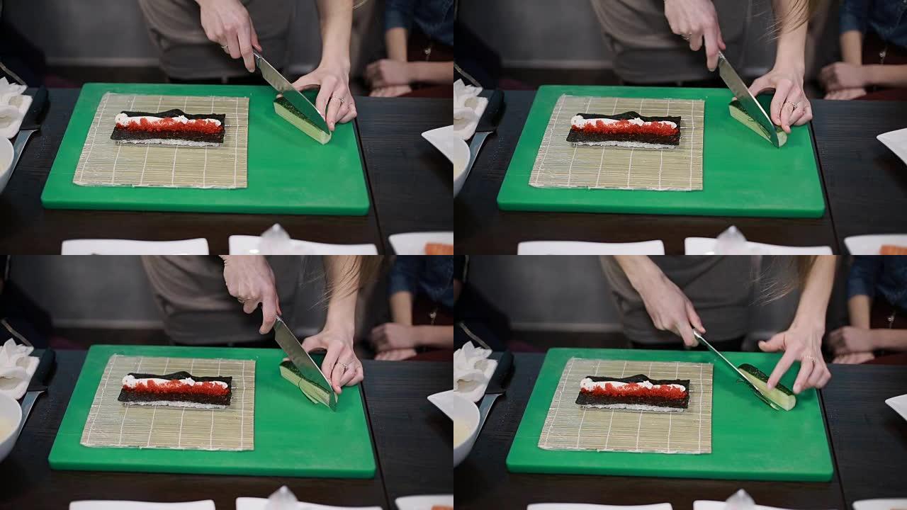 制作寿司和面包卷的过程