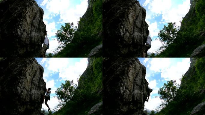 攀登悬空巨石沙莫尼谷